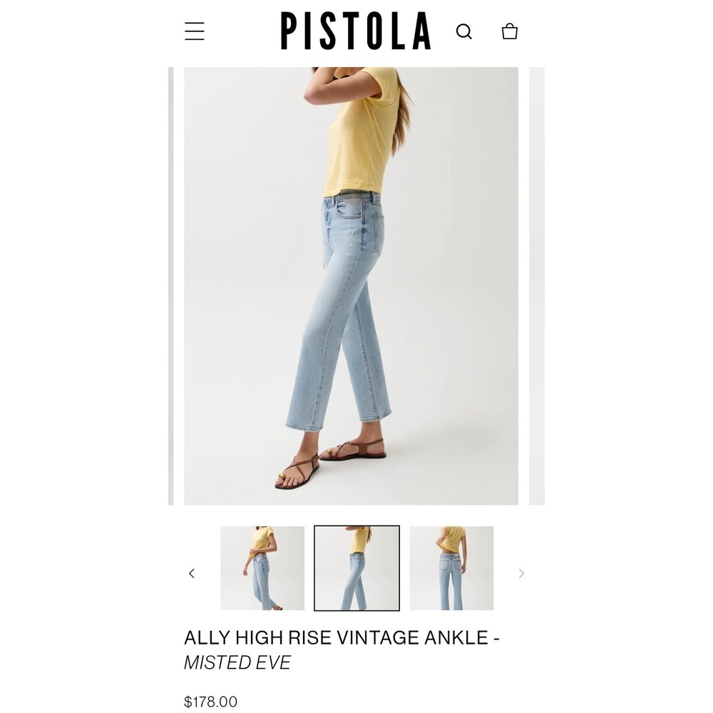 Pistola‎ Ally High Rise Vintage Ankle Distressed Jeans Scholar Blue 26 NEW - Picture 8 of 8